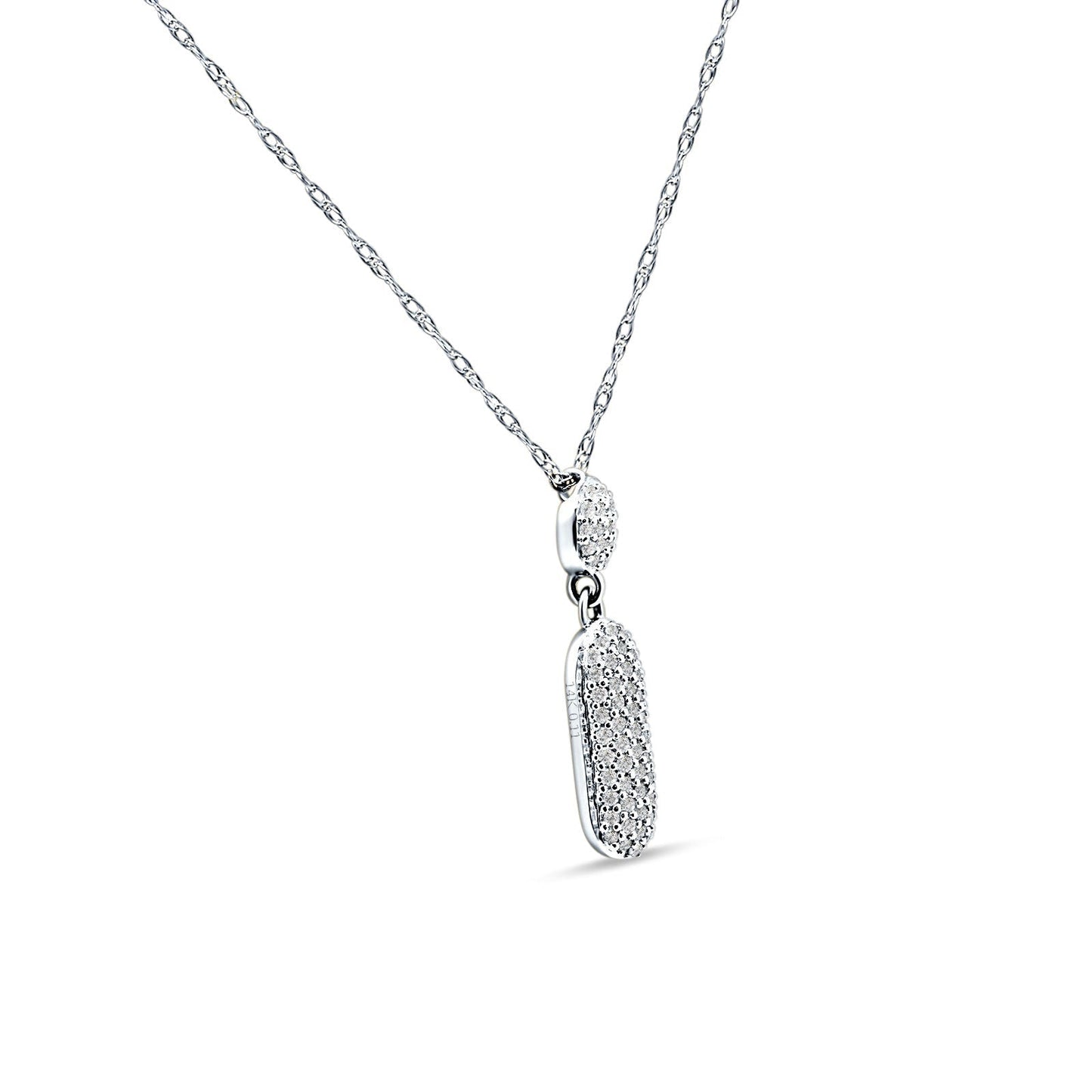 14K White Gold 0.11ct Crystal Drop Diamond Pendant Chain Necklace 18" Long Wholesale