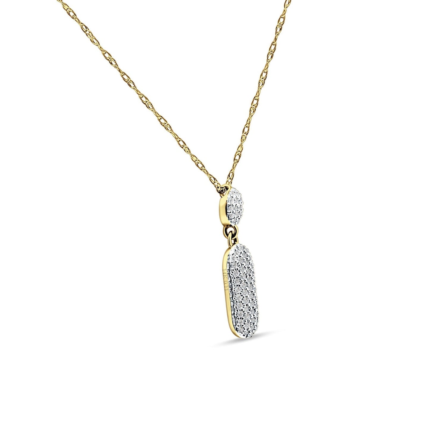 14K Yellow Gold 0.11ct Crystal Drop Diamond Pendant Chain Necklace 18" Long Wholesale