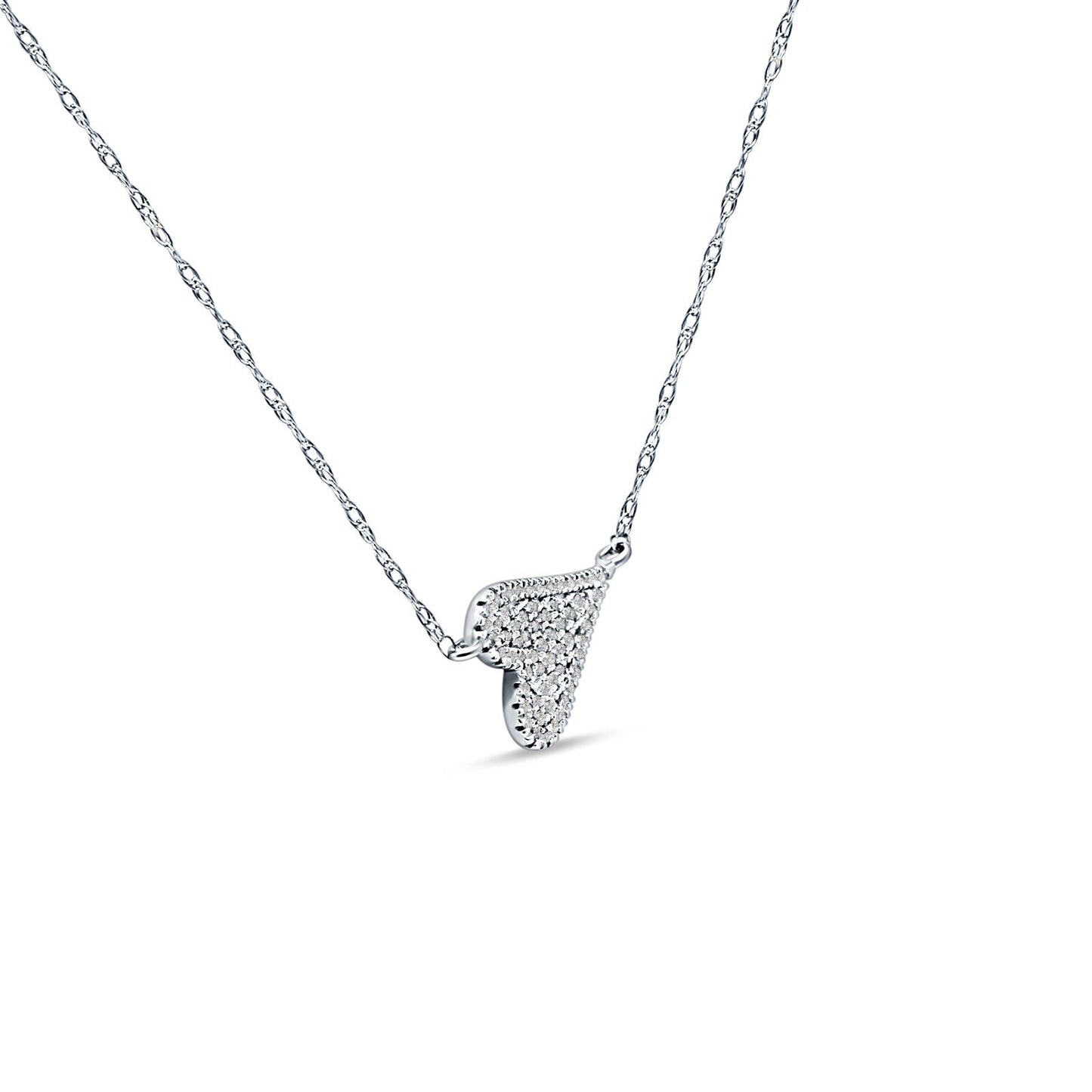 Diamond Sideways Heart Necklace 14K White Gold 0.09ct Wholesale