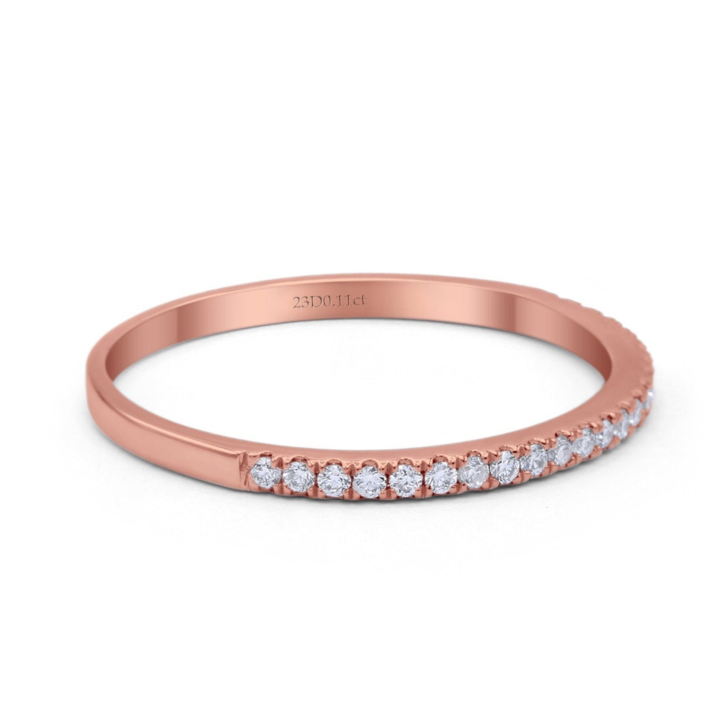 14K Rose Gold 0.11ct Round 1.4mm G SI Half Eternity Art Deco Band Diamond Engagement Wedding Ring Size 6.5