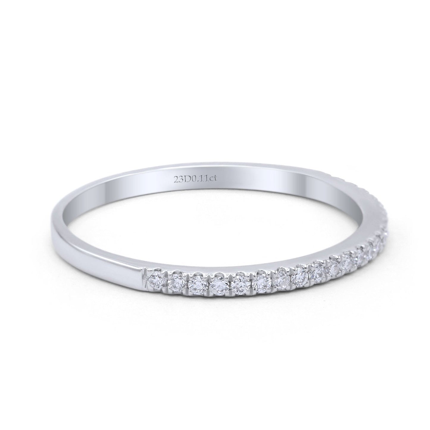 14K White Gold 0.11ct Round 1.4mm G SI Half Eternity Art Deco Band Diamond Engagement Wedding Ring