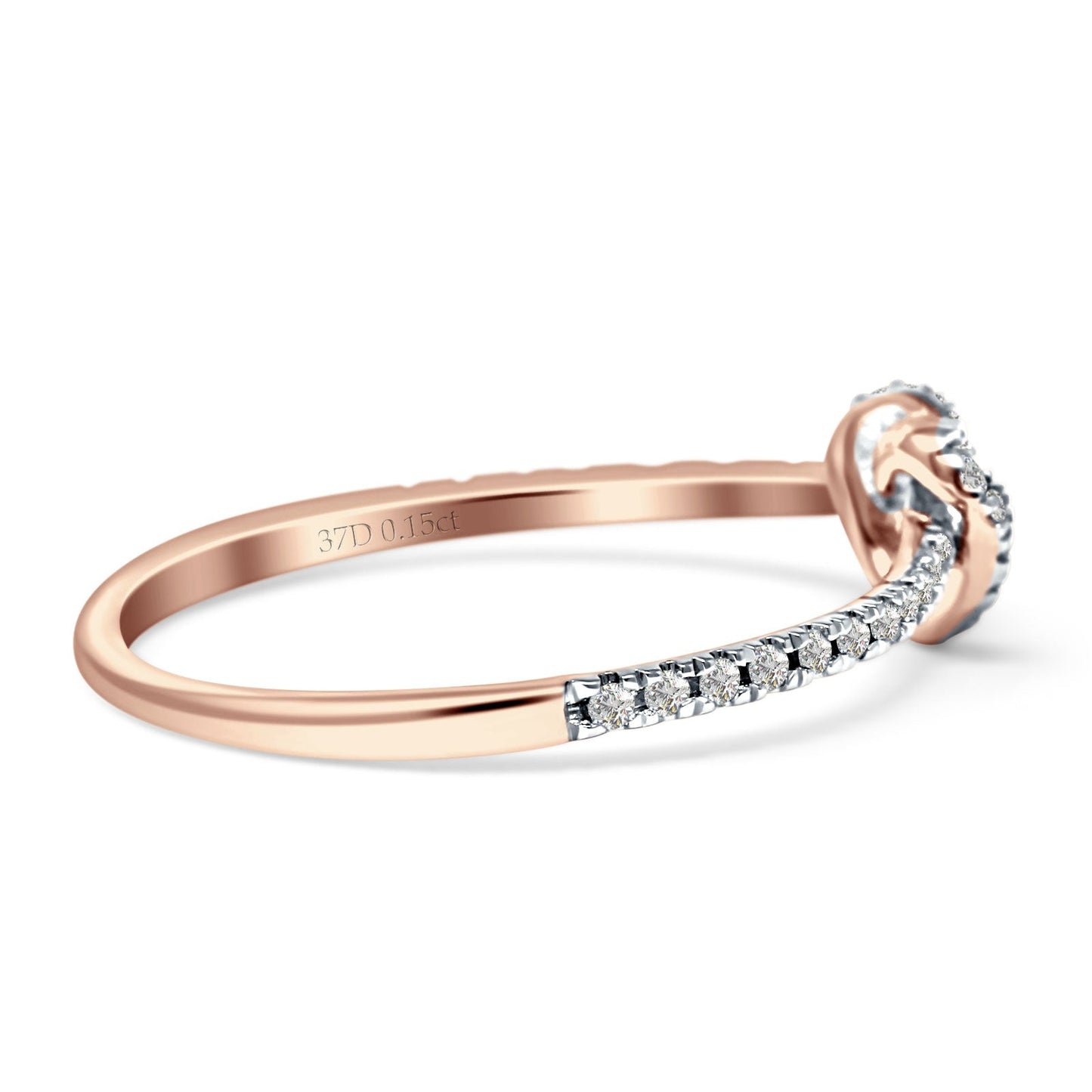 Diamond heart knot ring Half Eternity 14K Rose Gold 0.15ct Wholesale