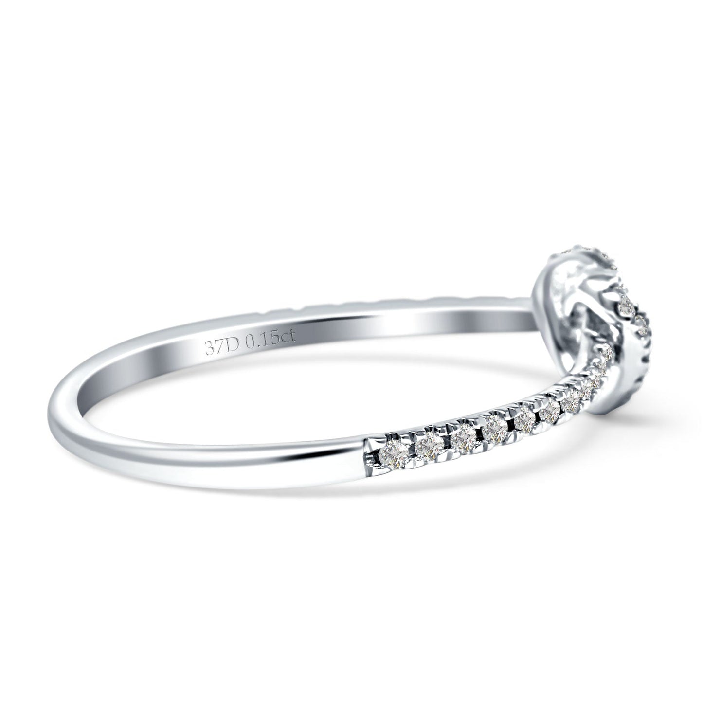 Diamond Heart Knot Ring Half Eternity 14K White Gold 0.15ct Wholesale