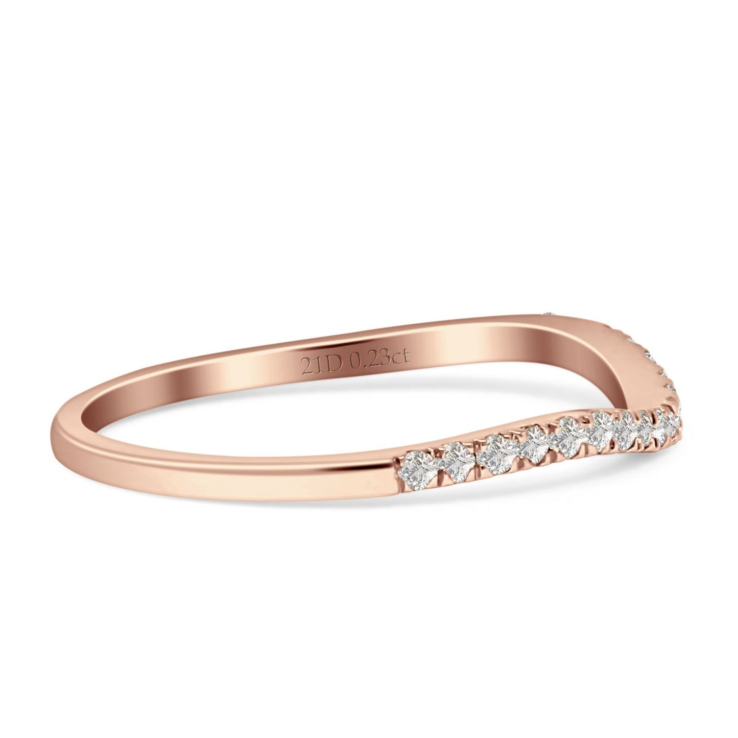 Diamond Contour Curved Wedding Band Half Eternity 14K Rose Gold 0.23ct Wholesale