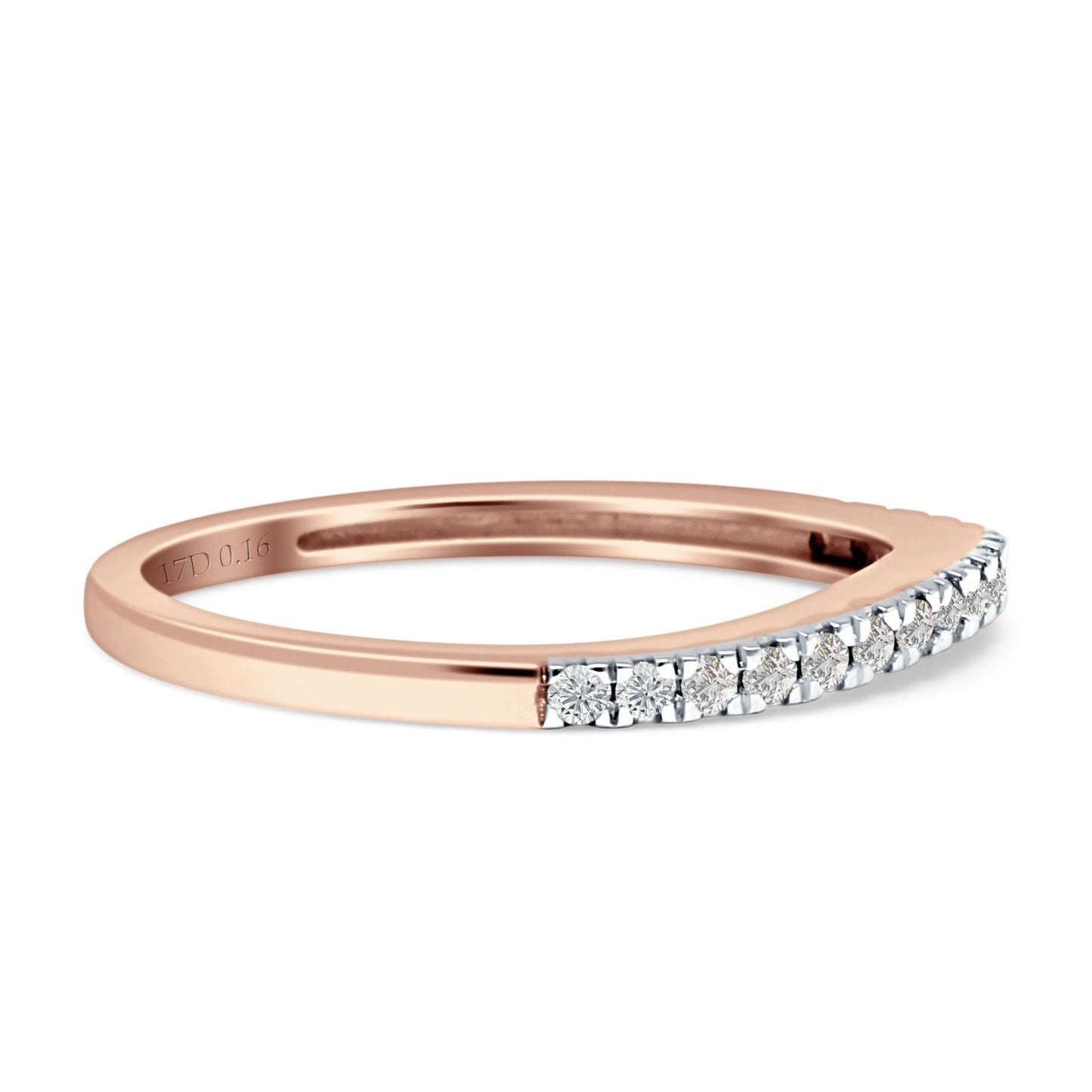 Diamond Stackable Wedding Band Half Eternity 14K Rose Gold 0.16ct Wholesale