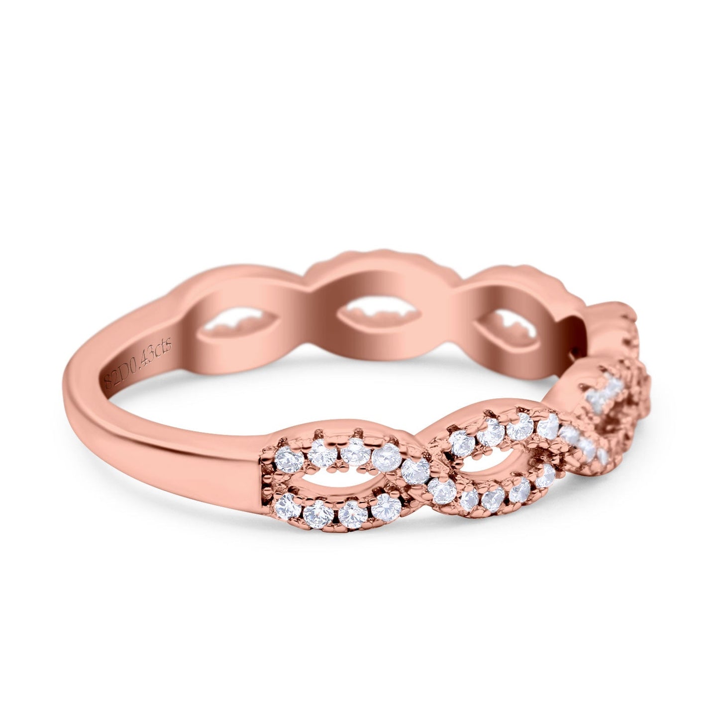 Half Eternity 4mm Twisted Infinity Natural Diamond Band 14K Rose Gold Wholesale