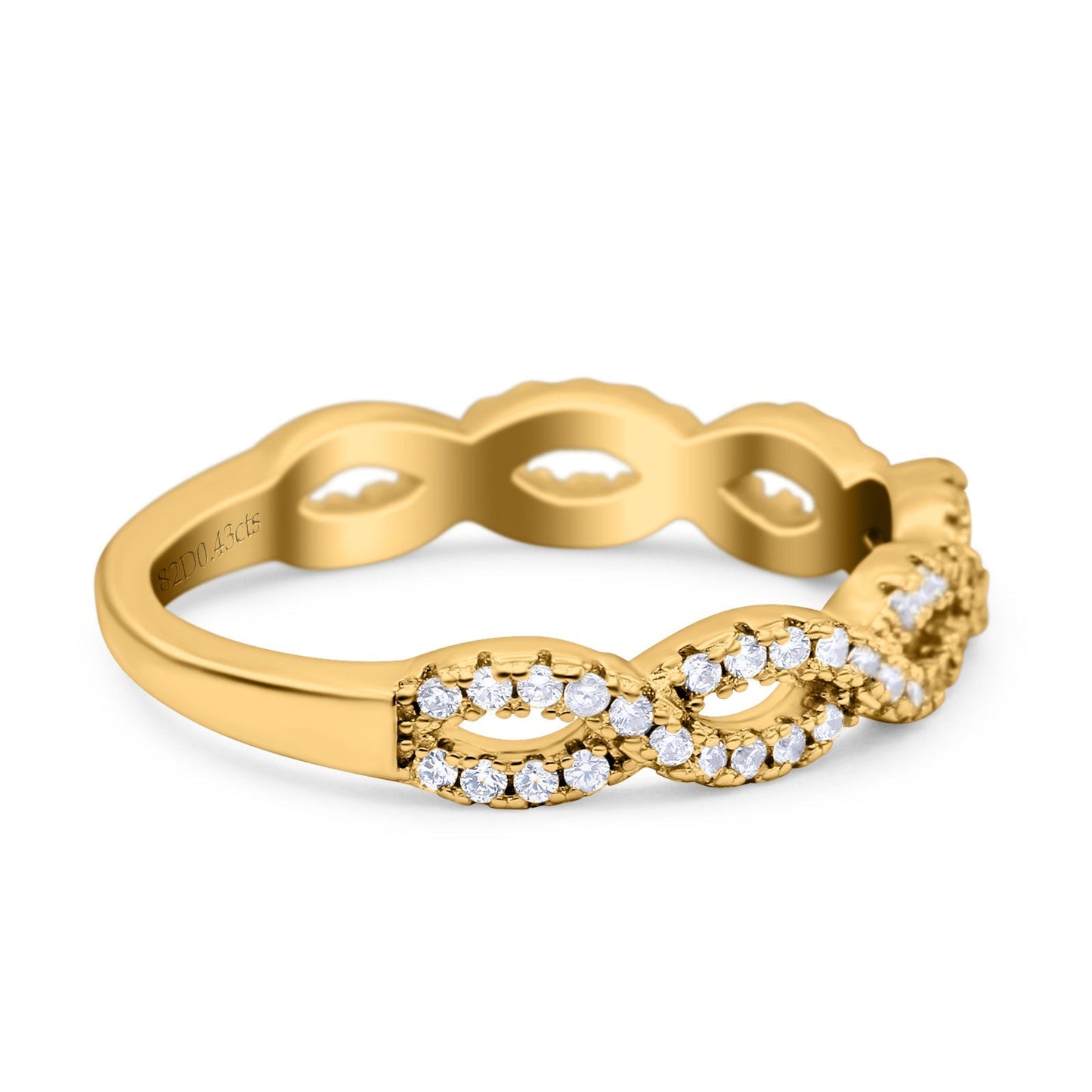 Half Eternity 4mm Twisted Infinity Natural Diamond Band 14K Yellow Gold Wholesale