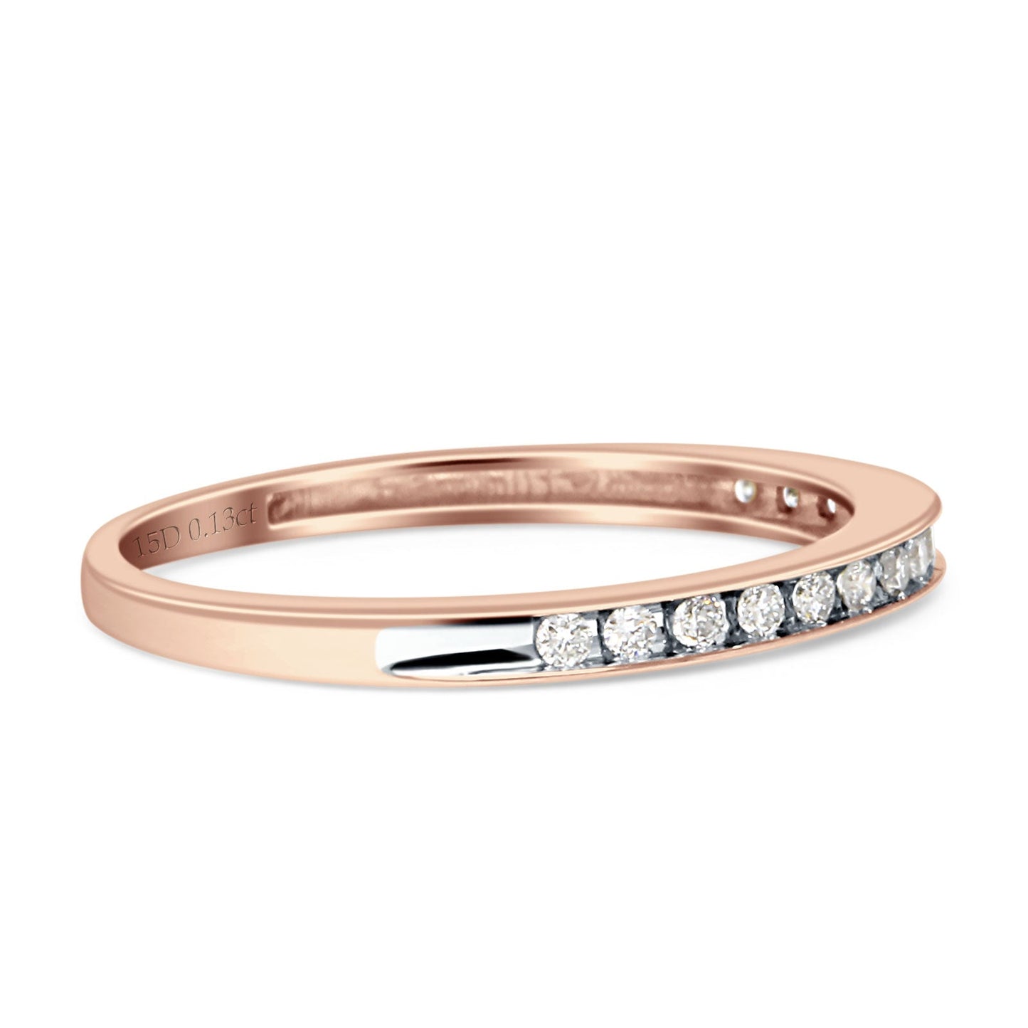 Diamond Half Eternity Wedding Ring Solid 14K Rose Gold 0.13ct Wholesale