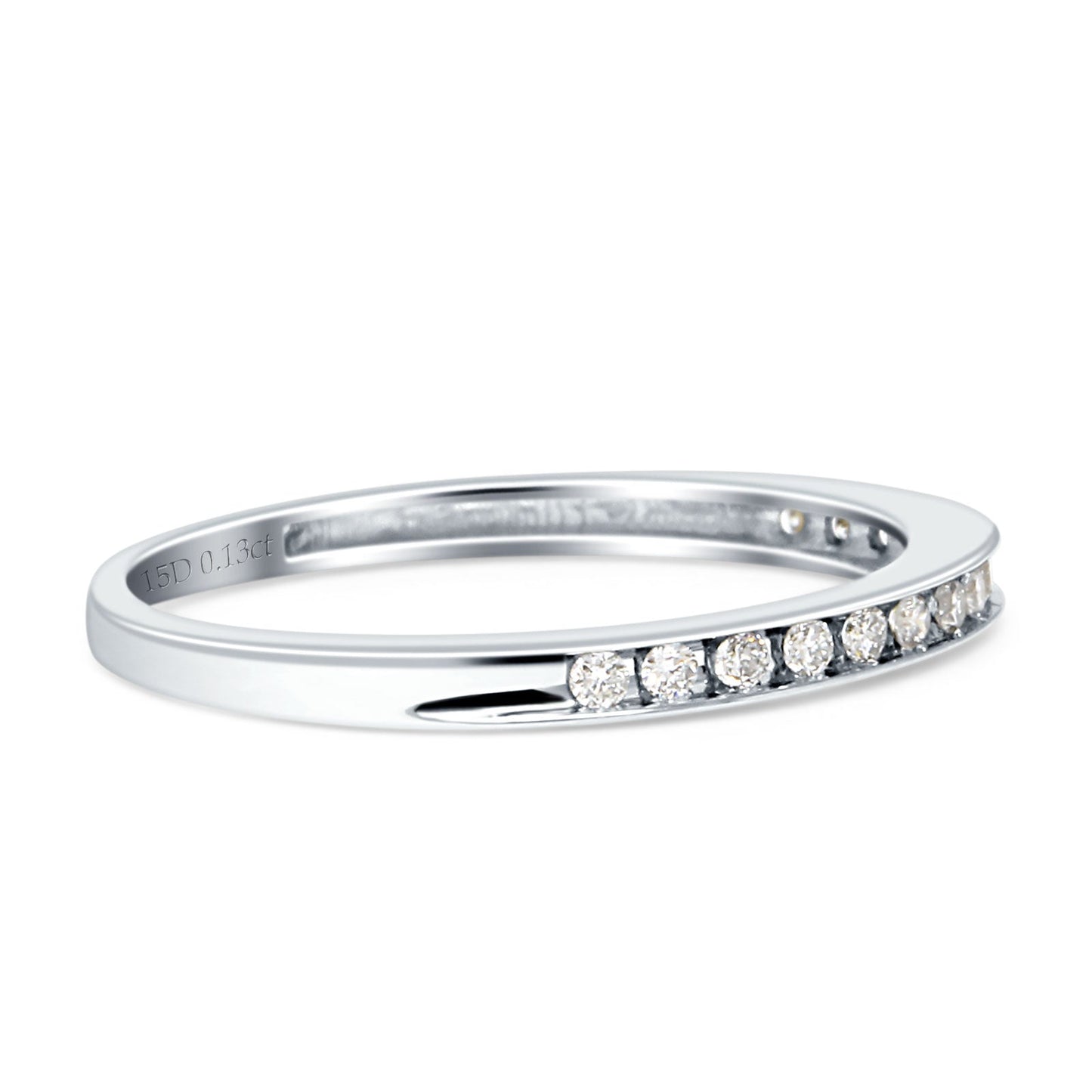 Diamond Half Eternity Wedding Ring Solid 14K White Gold 0.13ct Wholesale