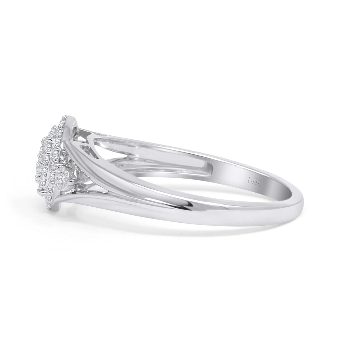 Split Shank Halo Round Natural Diamond Ring 14K White Gold Wholesale