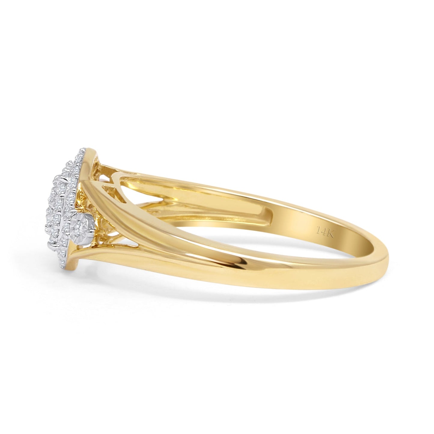 Split Shank Halo Round Natural Diamond Ring 14K Yellow Gold Wholesale