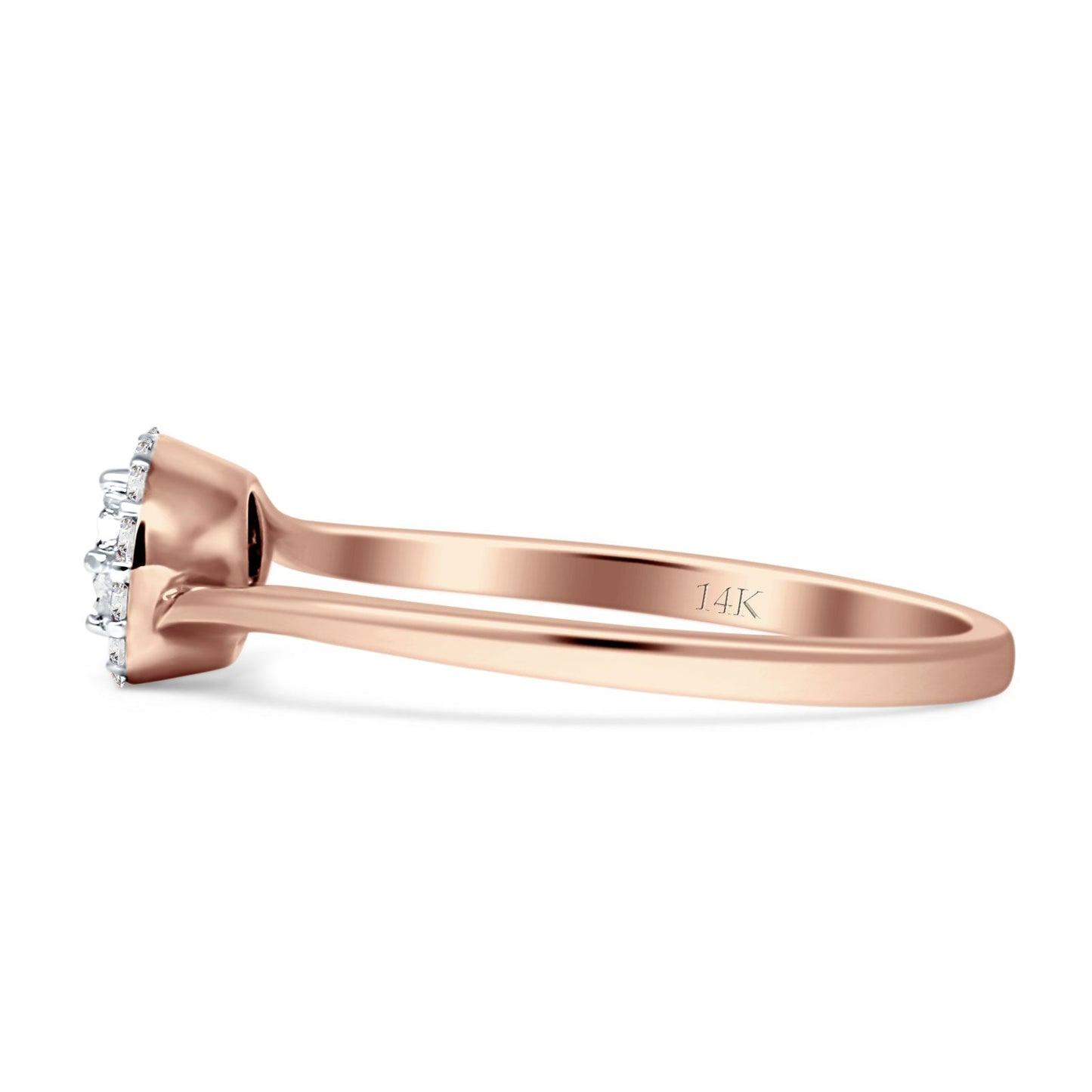 Minimalist Flower Diamond Ring 14K Rose Gold 0.12ct Wholesale