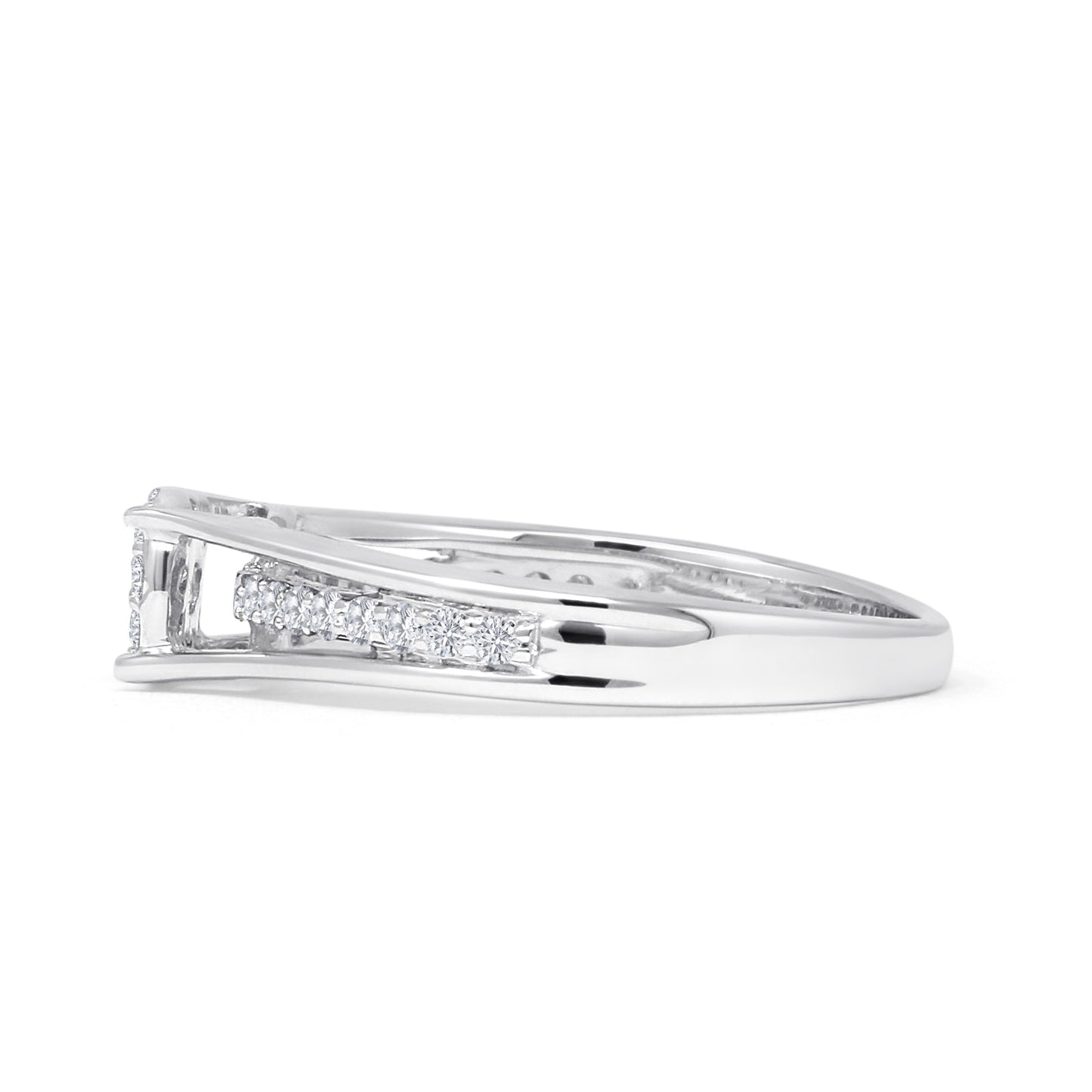 Diamond Halo Ring Solitaire Round 14K White Gold 0.34ct Wholesale