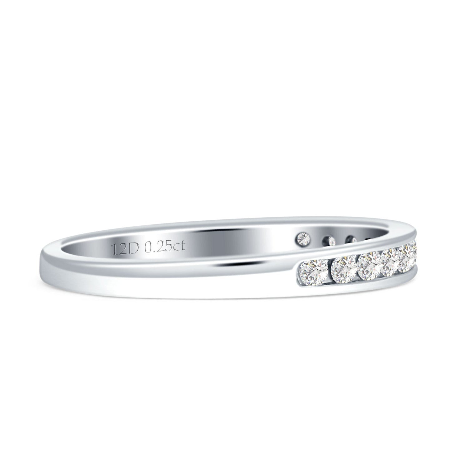 Diamond Half Eternity Ring Channel Set 14K White Gold 0.25ct Wholesale