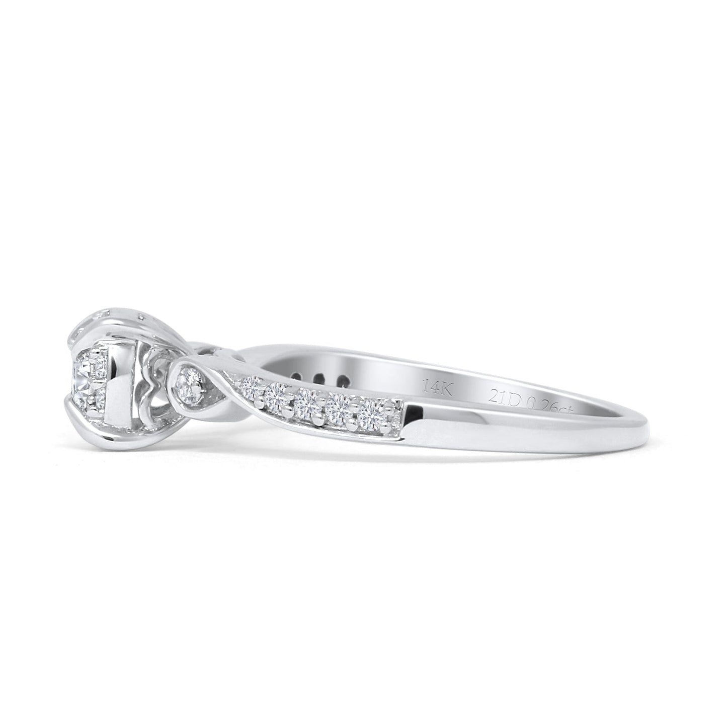 Halo Infinity Shank 0.26ct Natural Diamond Round Engagement Ring 14K White Gold Wholesale