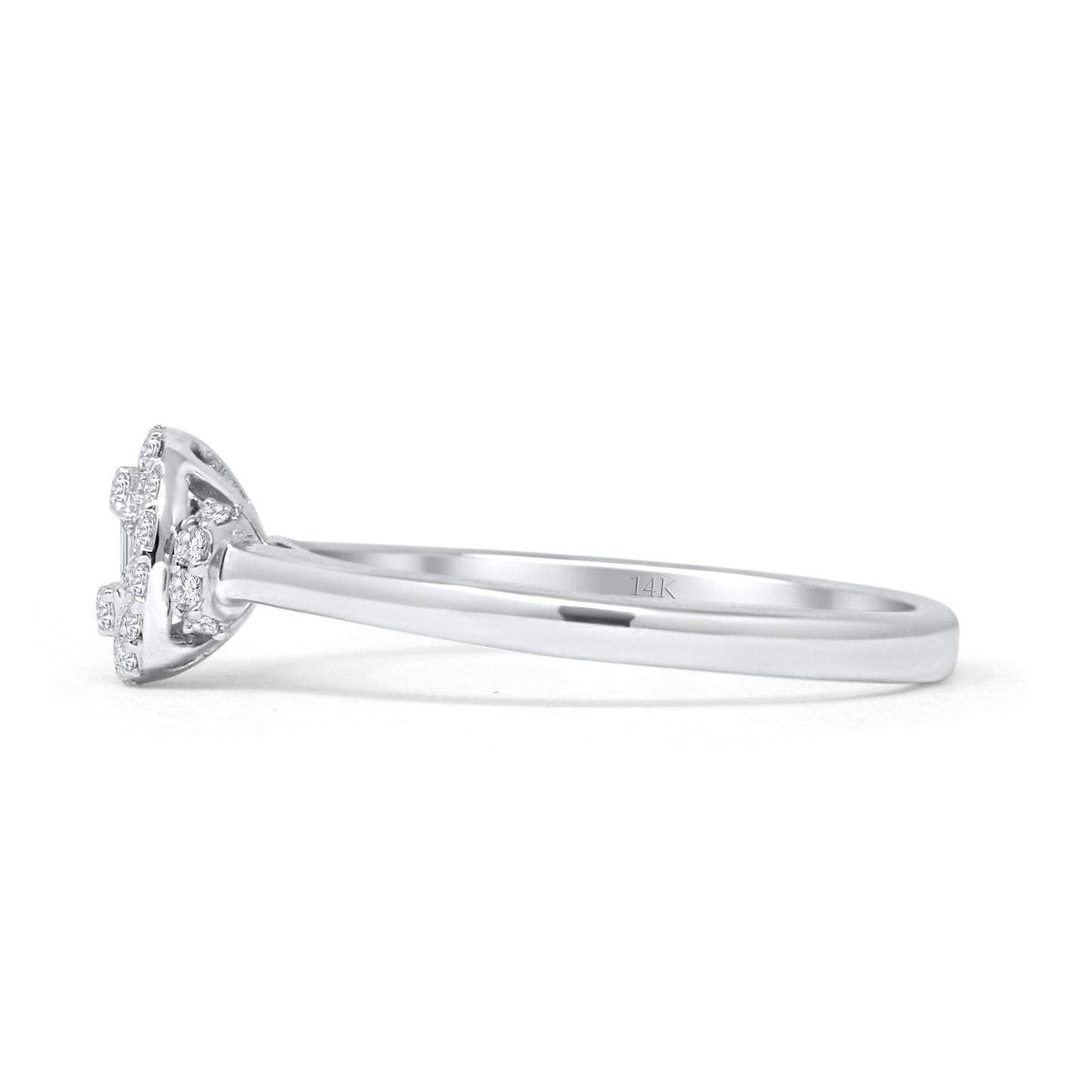 Cluster Diamond Ring 0.15ct Oval Shaped Natural 14K White Gold Wholesale