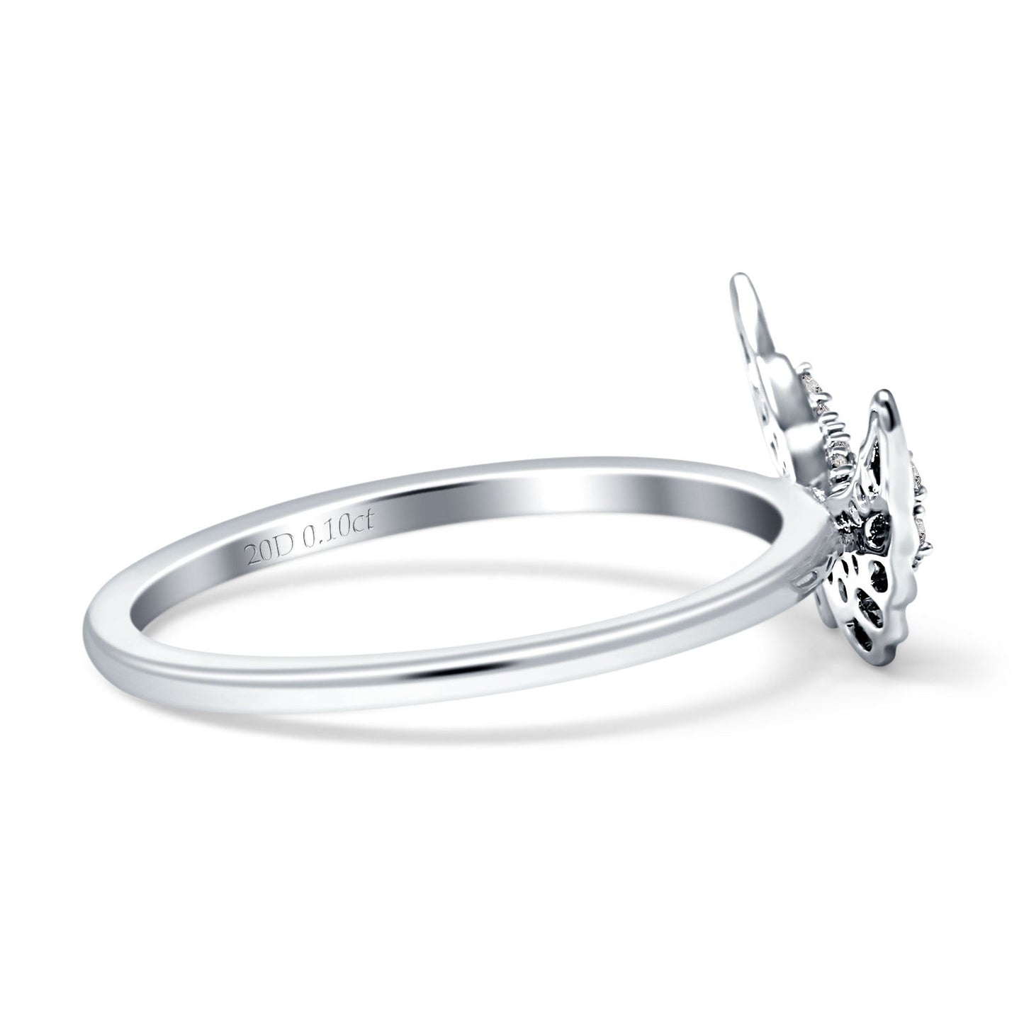 Bague Aile d'Ange Or Blanc 14K Diamant 0,10ct Vente en Gros