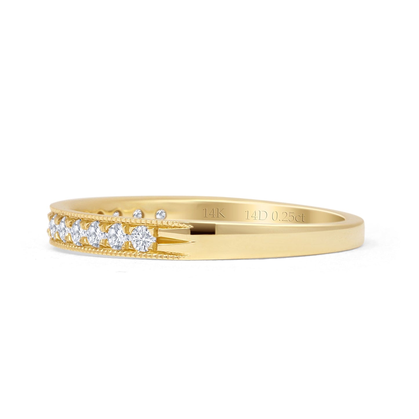 Minimalist 0.24ct Natural Diamond Half Eternity Ring 14K Yellow Gold Wholesale