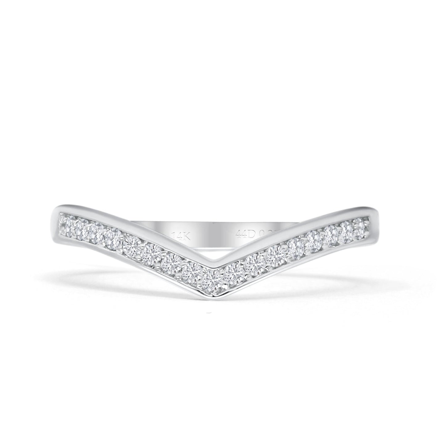 Chevron Wedding Band 0.16ct Natural Diamond 14K White Gold Wholesale