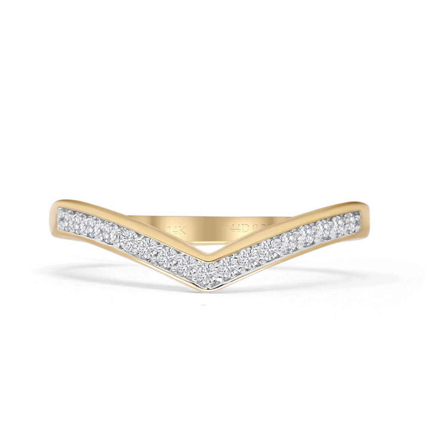 Chevron Wedding Band 0.16ct Natural Diamond 14K Yellow Gold Wholesale