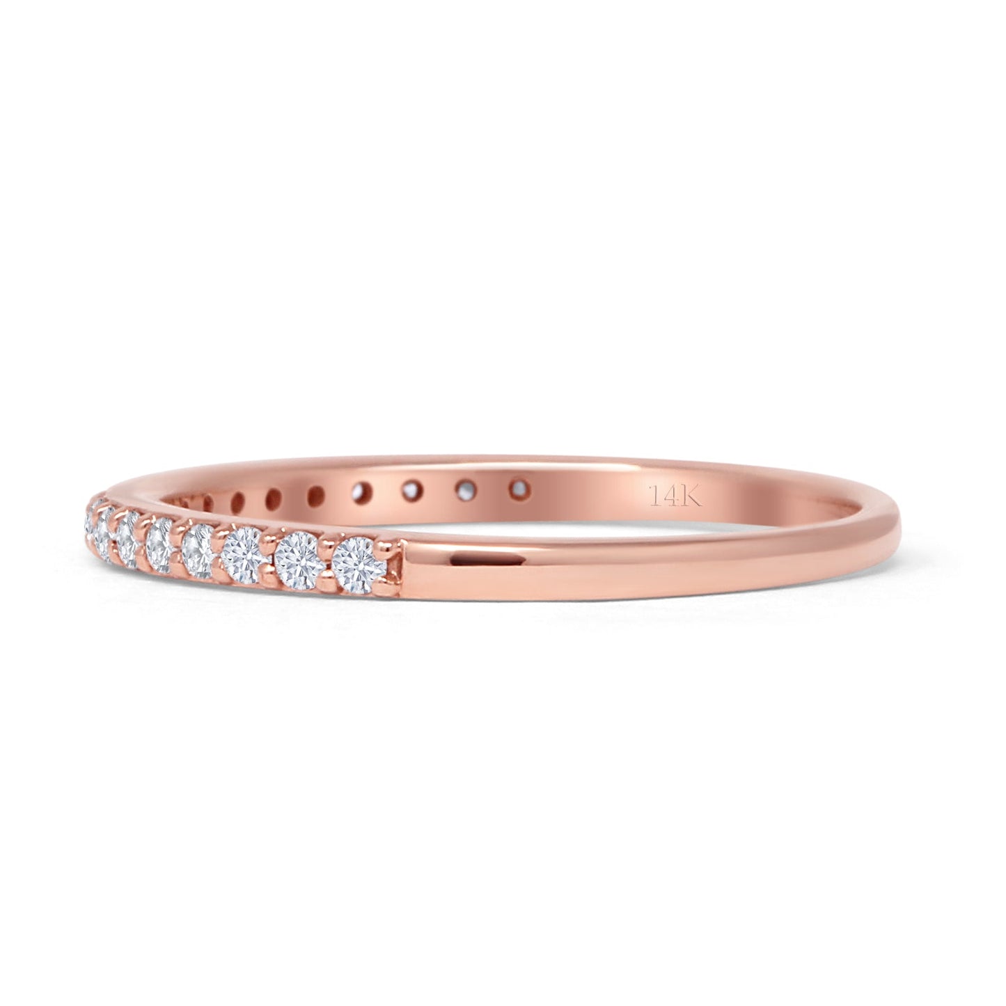 Minimalist Half Eternity Band Round Natural Diamond 14K Rose Gold Wholesale