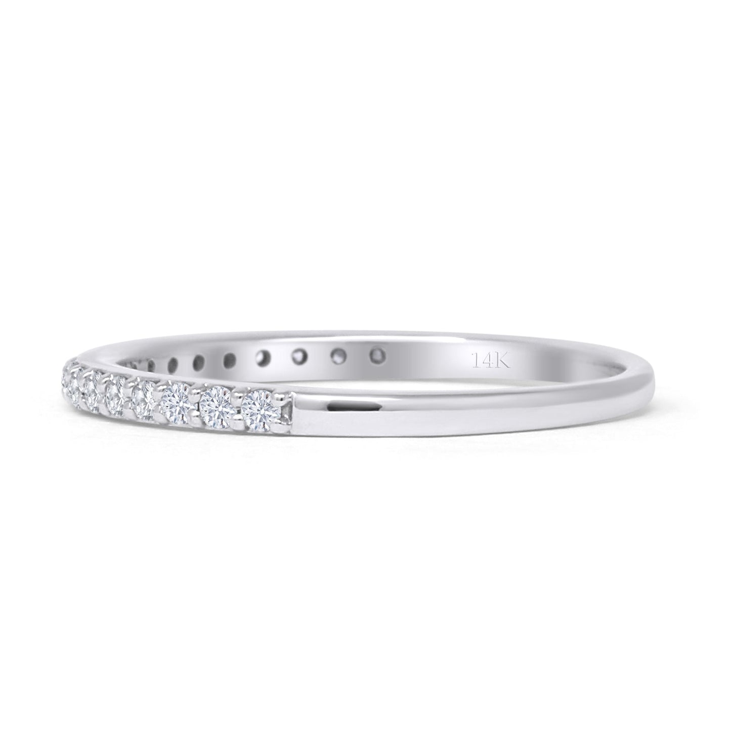 Minimalist Half Eternity Band Round Natural Diamond 14K White Gold Wholesale