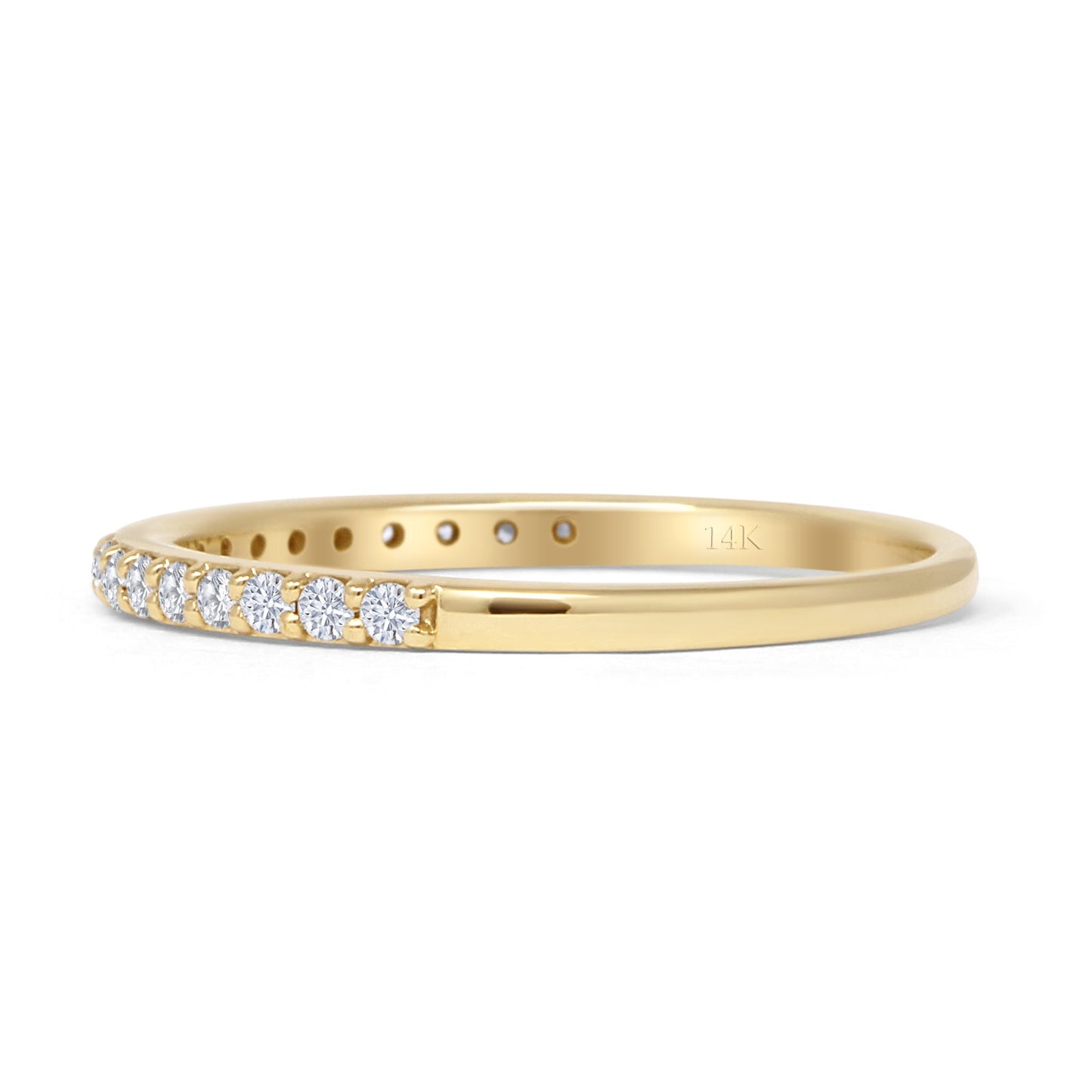 Minimalist Half Eternity Band Round Natural Diamond 14K yellow Gold Wholesale