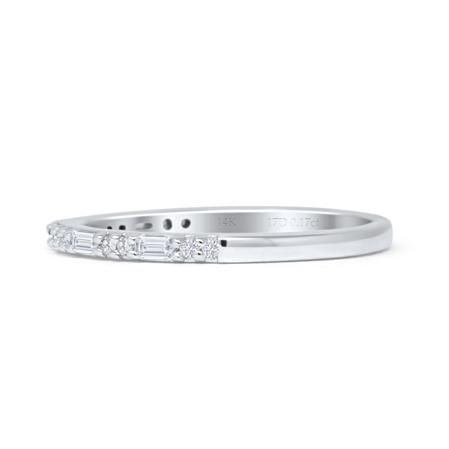 Dainty Round & Baguette 0.17ct Diamond Eternity Ring 14K White Gold Wholesale