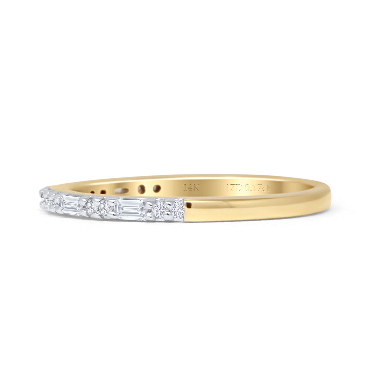 Dainty Round & Baguette 0.17ct Diamond Eternity Ring 14K Yellow Gold Wholesale