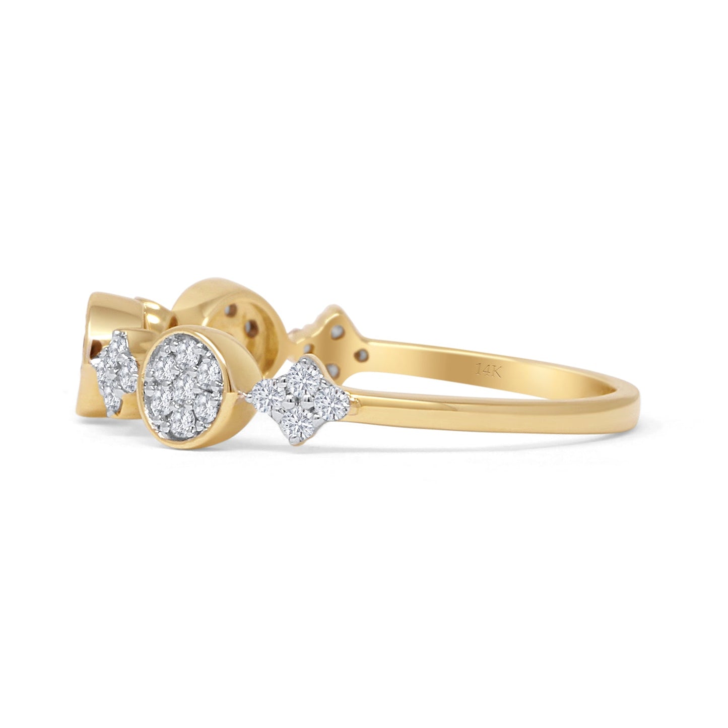 Half Eternity Stackable 0.24ct Natural Diamond Ring 14K Yellow Gold Wholesale