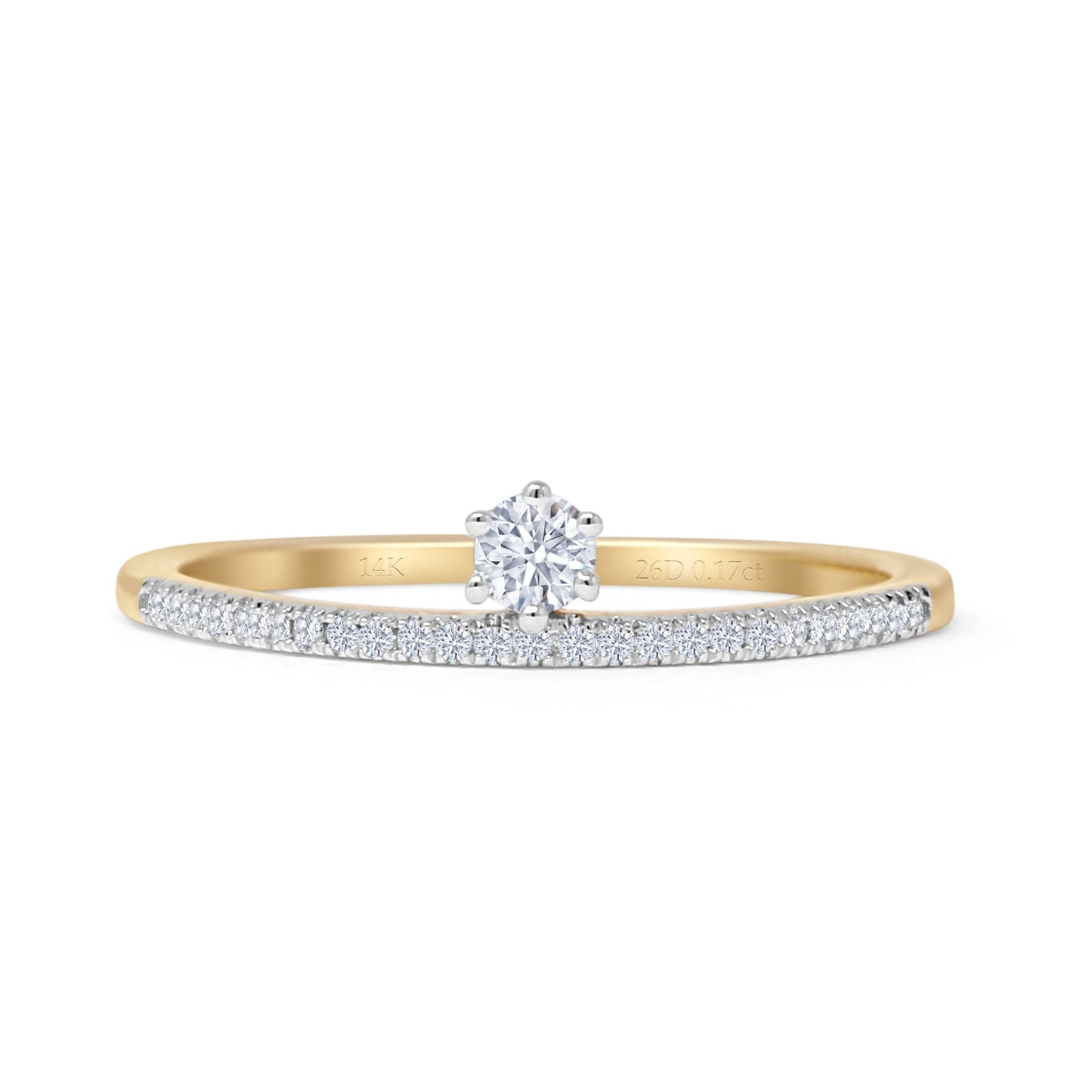 Half Eternity Round Natural Diamond Promise Band 14K Yellow Gold Wholesale