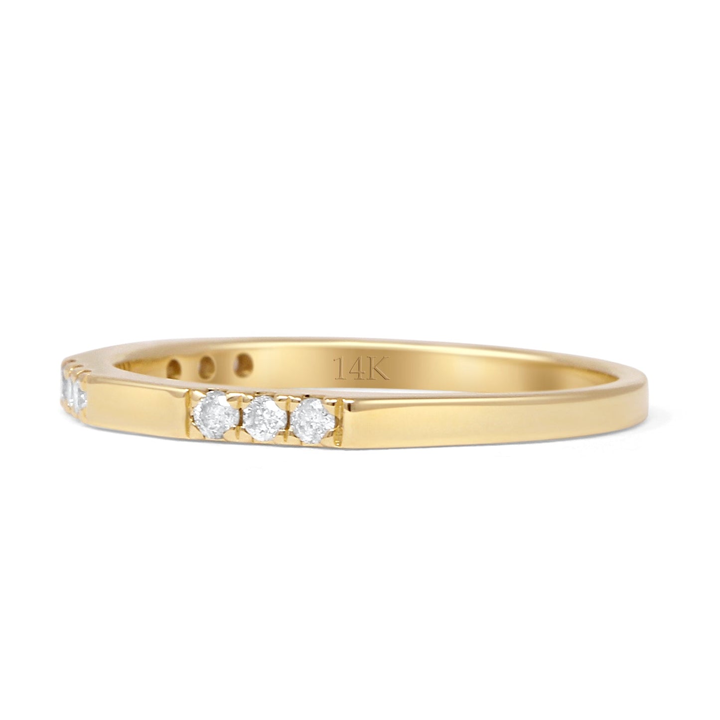 Half Eternity 1.8mm Three Stone Band Natural Diamond 14K Yellow Gold Wholesale