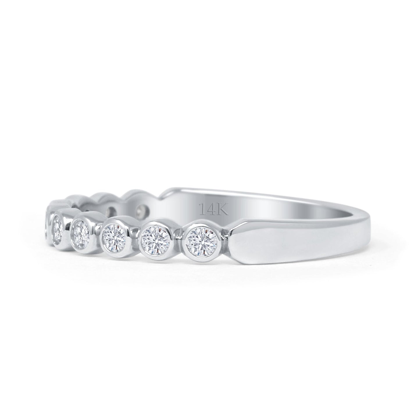 Half Eternity Round Natural Diamond Wedding Band 14K White Gold Wholesale