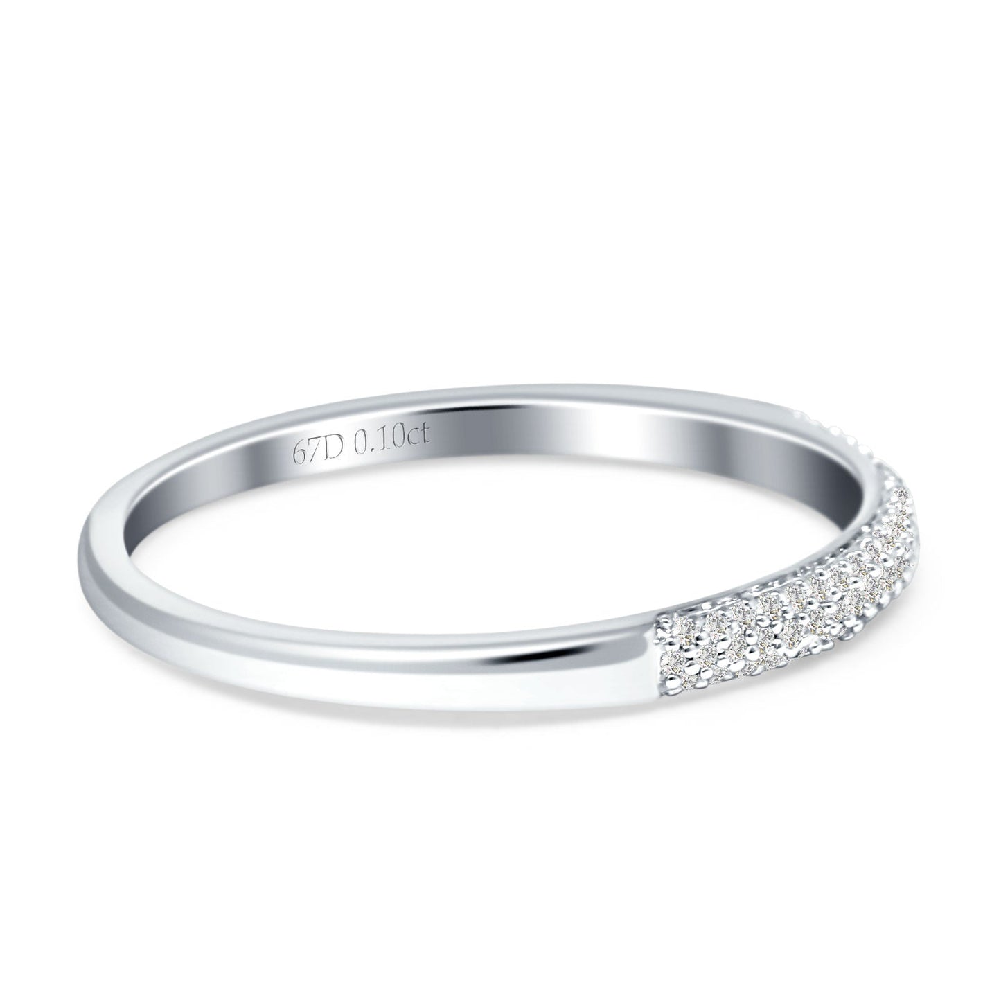 Diamond Half Eternity Wedding Band Round 14K White Gold 0.10ct Wholesale