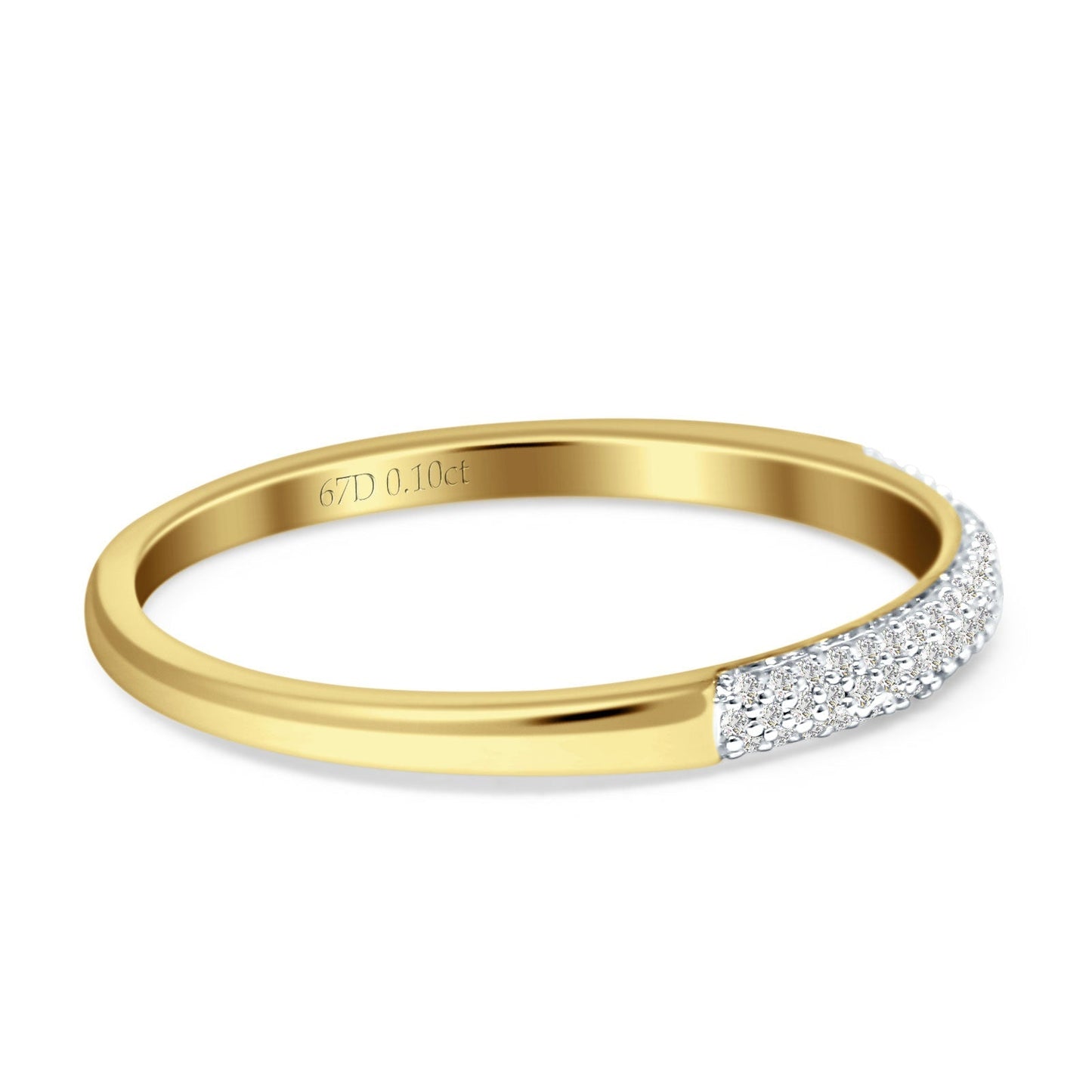 Diamond Half Eternity Wedding Band Round 14K Yellow Gold 0.10ct Wholesale