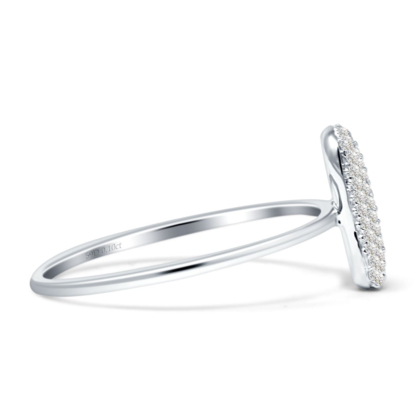 Diamond Line Bar Ring Statement 14K White Gold 0.10ct Wholesale