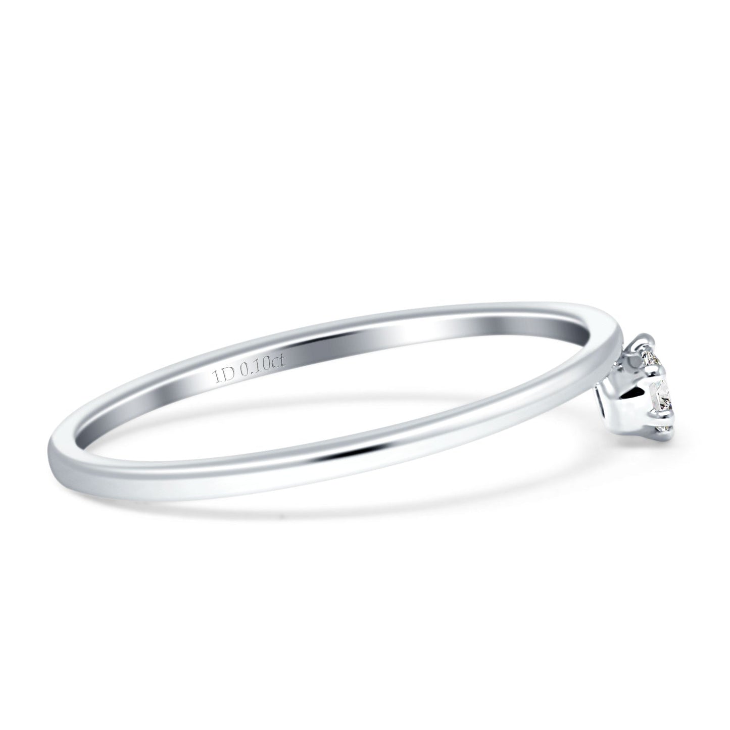 Diamond Solitaire Ring Round Statement 14K White Gold 0.10ct Wholesale