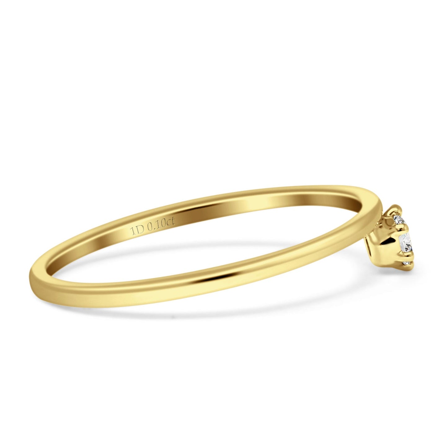 Diamond Solitaire Ring Round Statement 14K Yellow Gold 0.10ct Wholesale