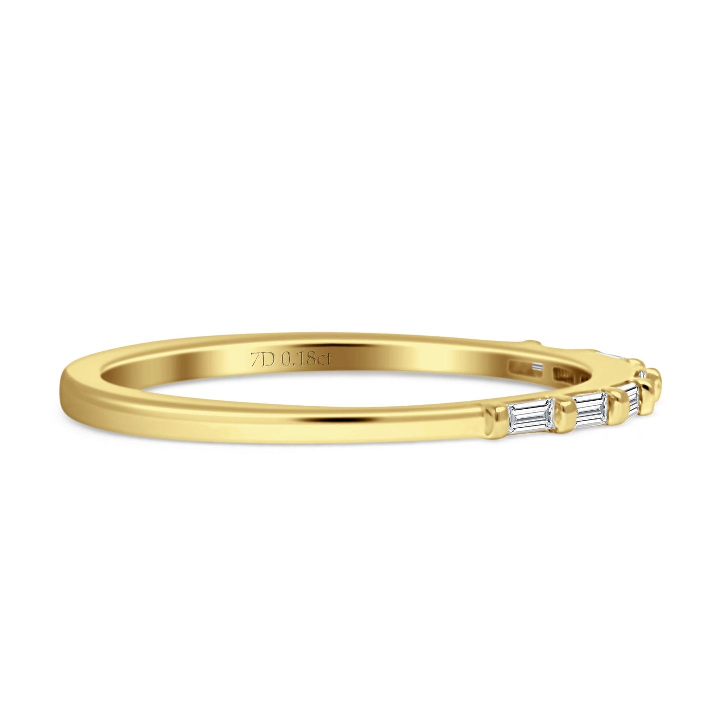 Diamond Baguette Wedding Band Half Eternity 14K Yellow Gold 0.18ct Wholesale