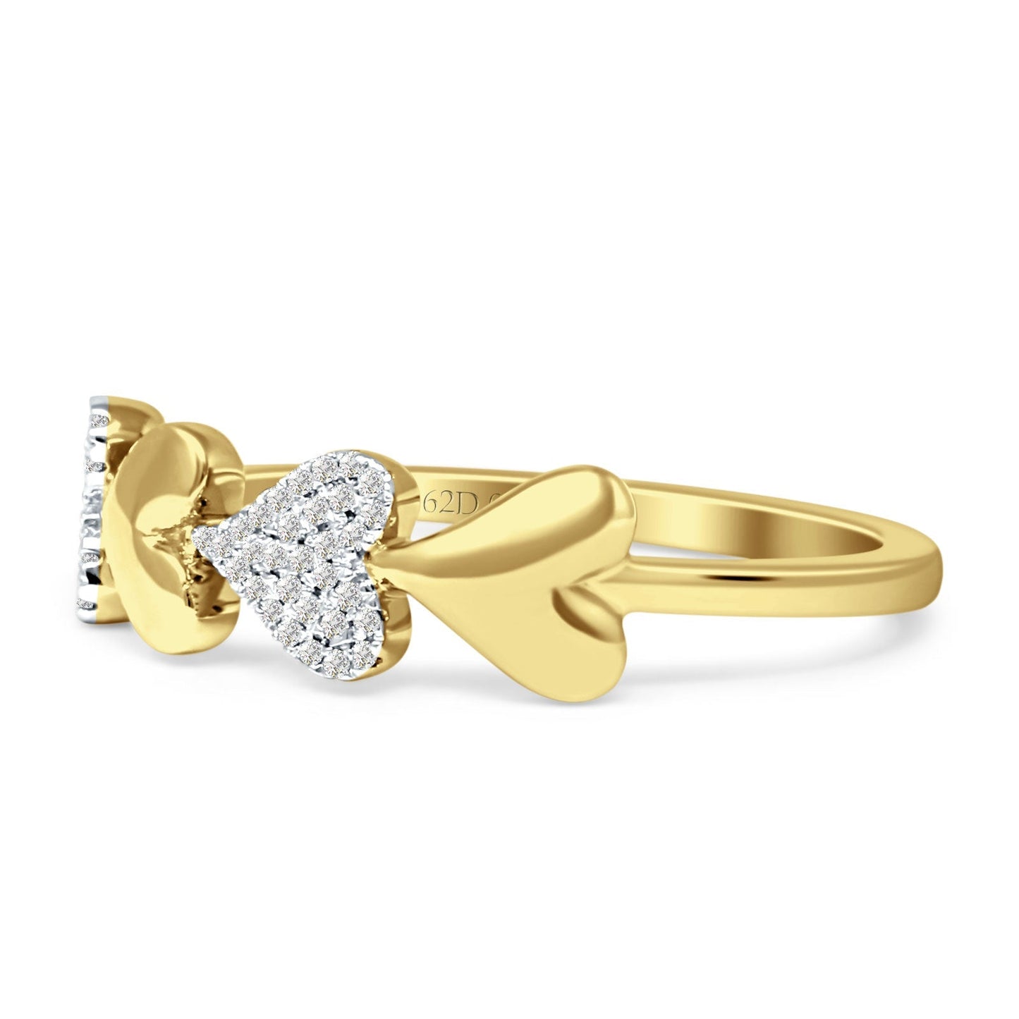 Sideways Heart Diamond Promise Ring 14K Yellow Gold 0.10ct Wholesale