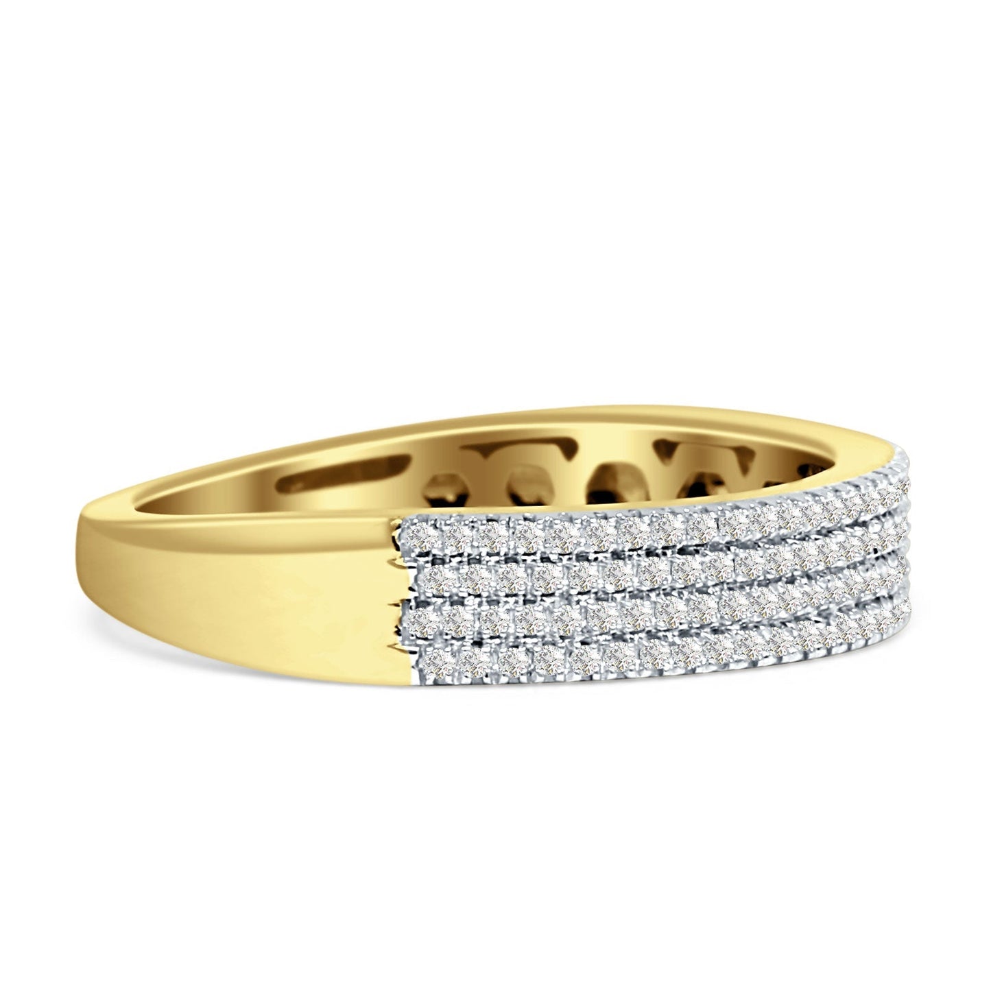 Diamond Stackable Ring Four Row Half Eternity 14K Yellow Gold 0.25ct Wholesale