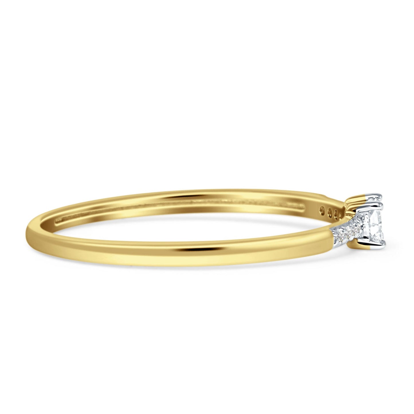 Minimalist Diamond Solitaire Ring Dainty 14K Yellow Gold 0.10ct Wholesale