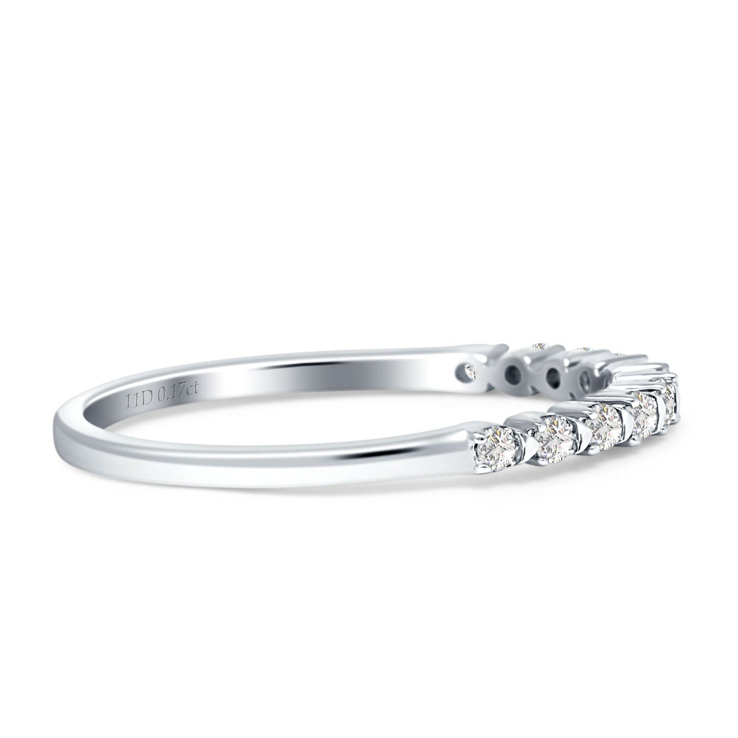 Half Eternity Diamond Petite Wedding Band 14K White Gold 0.17ct Wholesale