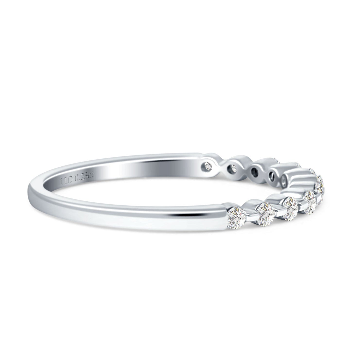 Diamond Half Eternity Stackable Wedding Band 14K White Gold 0.23ct Wholesale