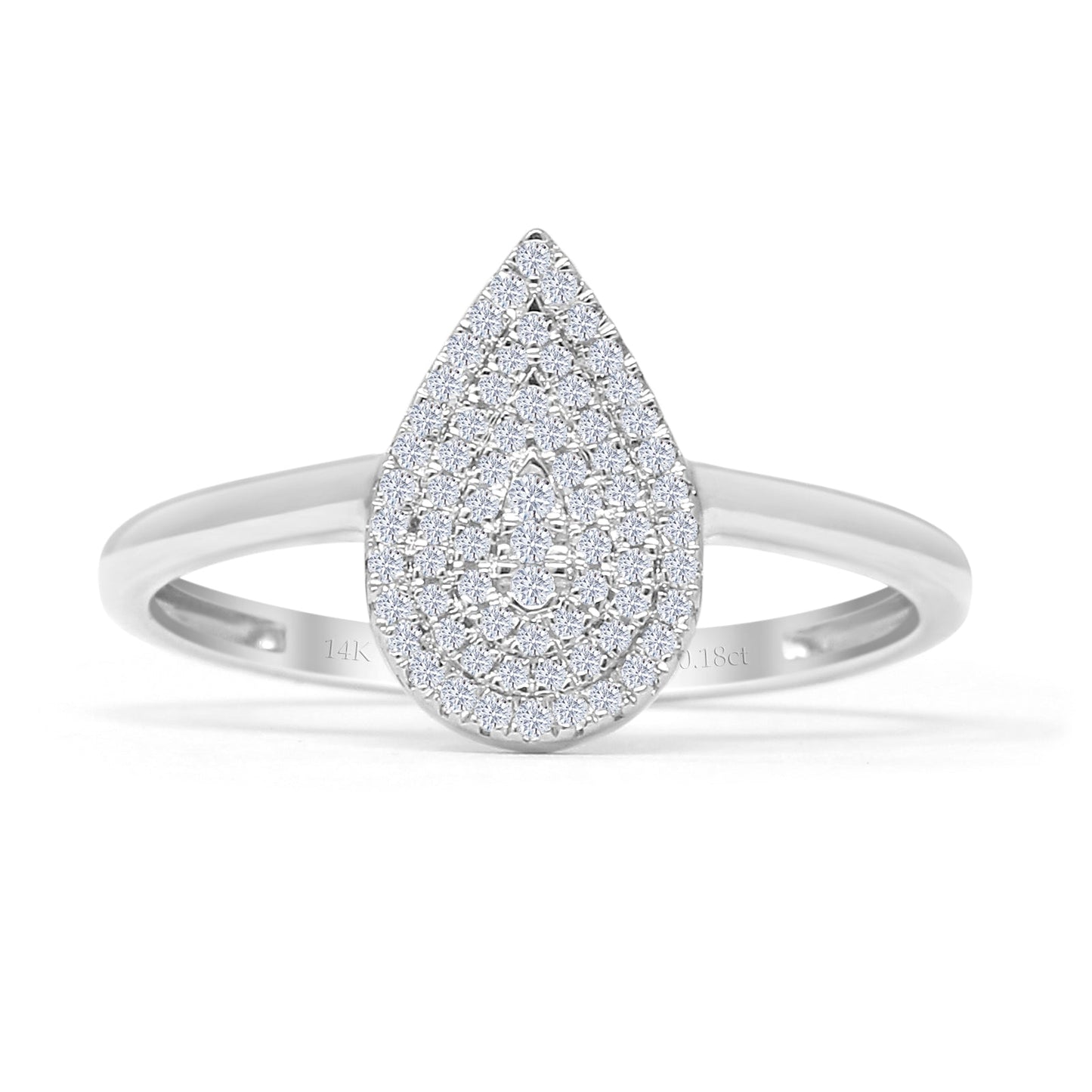 Pear Teardrop Cluster Round Natural Diamond Eangagement Ring 14K White Gold Wholesale