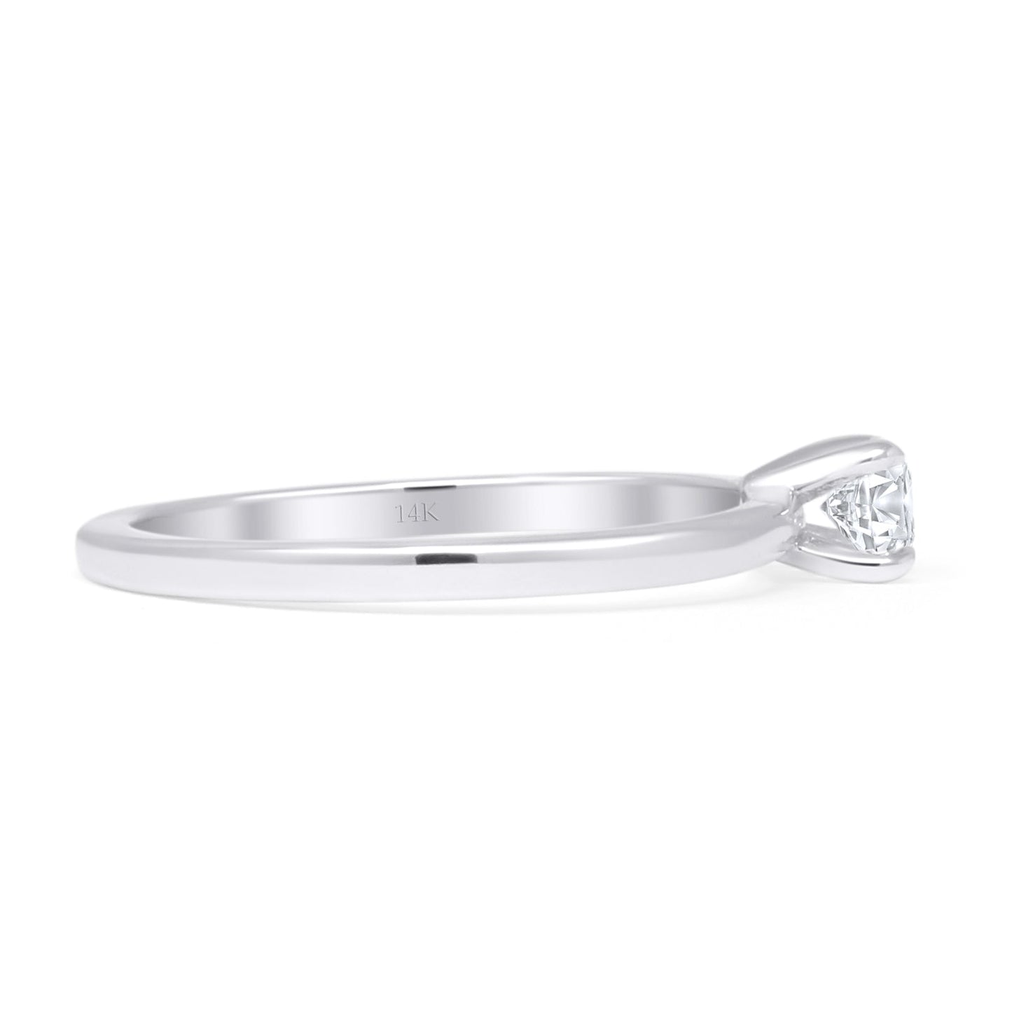 Round Natural Diamond Solitaire Wedding Ring 14K White Gold Wholesale