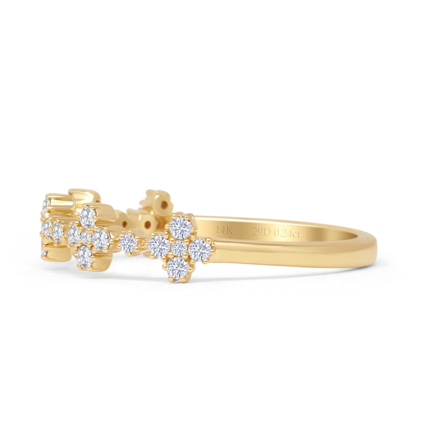 Diamond Clover Ring 0.24ct Natural Half Eternity 14K Yellow Gold Wholesale