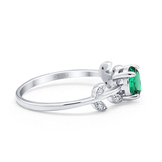 14K White Gold 0.87ct Round Nano Emerald G SI Diamond Engagement Ring Size 6.5