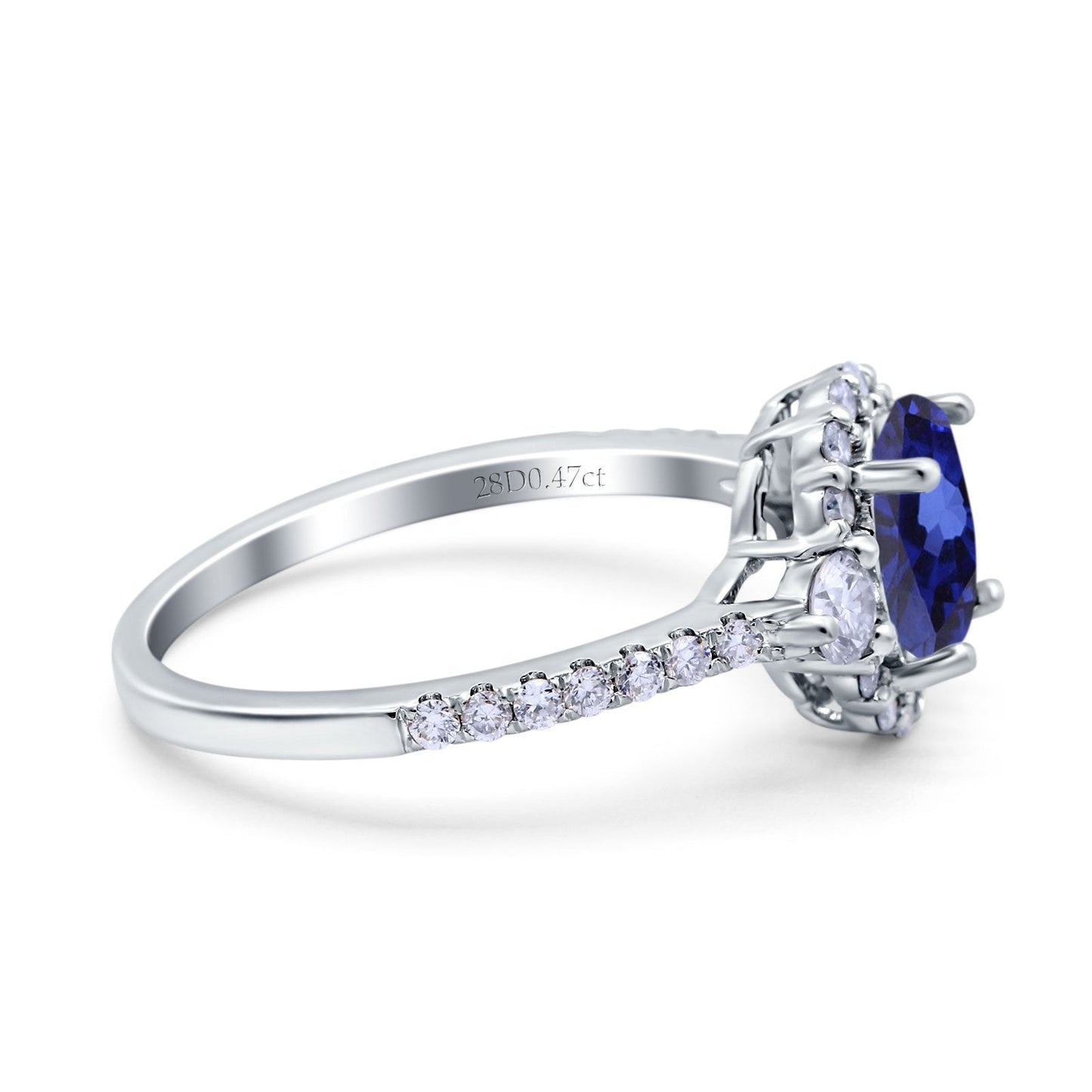 14K White Gold 1.68ct Oval Nano Blue Sapphire G SI Diamond Engagement Ring Size 6.5