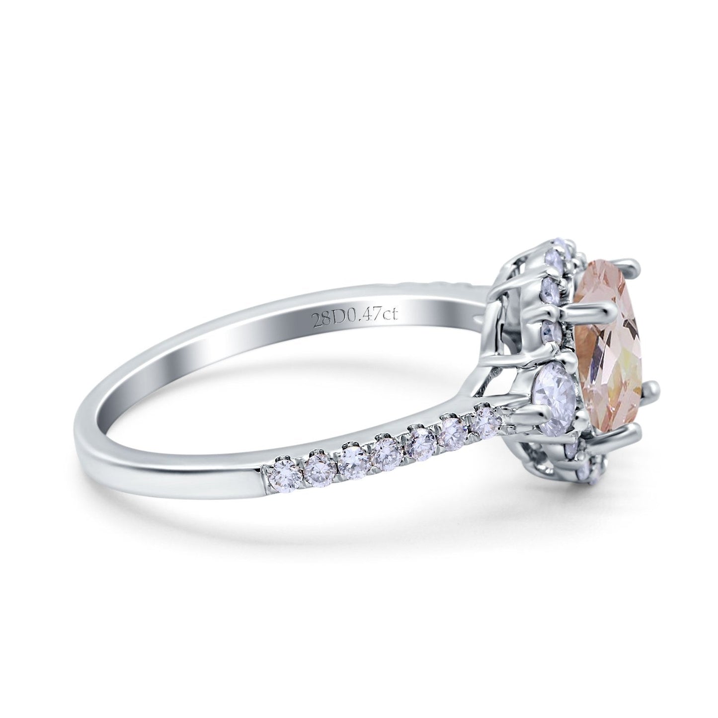 14K White Gold 1.68ct Oval Natural Morganite G SI Diamond Engagement Ring Size 6.5